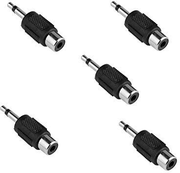 euroharry 5X Conector Jack Adaptador Hembra RCA Macho a Mono de 3,5 mm (1/8 Pulgadas)