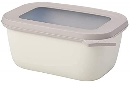 Mepal Multi Bowl Cirqula Rectangular - Mikrowellen Geschir - Geeignet als Luftdichte Aufbewahrungsbox für den Kühlschrank, Mikrowellengeschirr & als Frischhaltedosen - 750 ml - Nordic white