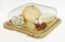 Cloche à fromage Planche à fromage 26 x 26 cm Planche en bambou avec couvercle en plastique