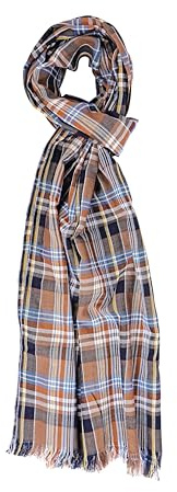 Gotby Baumwollschal Kariert Modisch-eleganter Schal Herren und Damen, 50x180 cm Halstuch Herren, Halstuch Damen braun-rot-blau-gold
