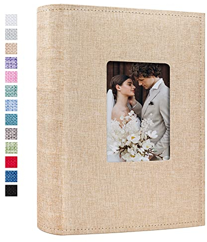 Vienrose Album Photo Traditionnel 10x15 cm 300 Poches Grande Capacité Couverture en Lin Albums Photos, pour Mariage Famille Bébé Vacances
