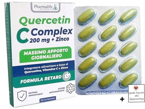 Tutto Farmacia Quercetina 200Mg + Vitamina C + Zinco Vitacurveg Quercetin, Integratore Alimentare, Vegano - 60 Compresse