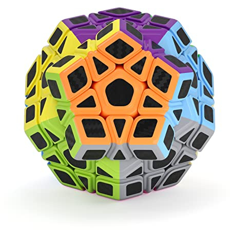 ROXENDA Dodekaeder Zauberwürfel Pentagon Speed Cube Sticker Kohlefaser | Glatte Drehung,mit Tutorial,fördert Logik Konzentration,für ab 8 Jahren Kinder Erwachsene,kreative Geschenkideen