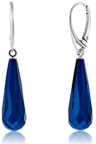 Amber Earrings for Women - Statement Gemstone Jewelry, Gold Plated Sterling Silver Leverback, Dangle Semi Precious Stone Ladies Earrings, Elegant Gift for Her