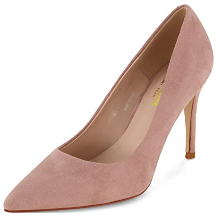 CUSHIONAIRE Lola Dress Pump Heels for Women, Classic Pointed Toe High Heels with Soft Memory Foam and Durable Outsole, Blush 8.5