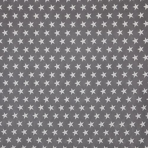 Kt KILOtela - Tela Loneta Estampada, Decoración, Tapizar, Cojines, Cortinas, Colchas, Bolsos, Manteles, 100 cm Largo x 280 cm Ancho | Estrellas, Gris ─ 1 Metro