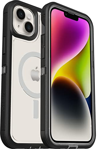 OtterBox Defender XT Hülle für iPhone 14 Plus mit MagSafe, stoßfest, Ultra-robust, schützende Hülle, 4X Transparent/Schwarz, Keine Einzelhandelsverpackung