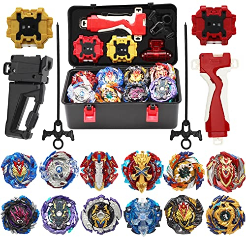 BeyGyro 12in1 Kampfkreisel, bidirektionaler Sender für 2 Sets von Kampfkreisel, tragbare Aufbewahrungsbox, Kunststoff, Mehrfarbig