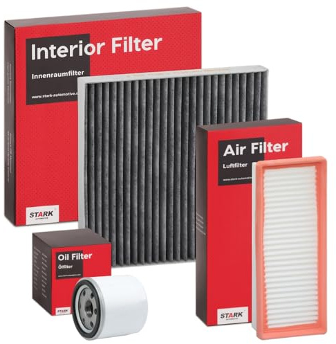 STARK Filterset Aktivkohlefilter mit Luftfilter ohne Ölablassschraube dreiteilig Kompatibel mit SMART FORTWO Coupe 451 FORTWO Cabrio 451
