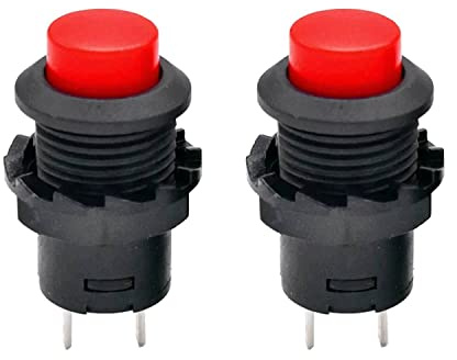 2x Drucktaster rund Taster 12mm DIY AC 1,5A/230V 12V NON-Momentan button Schalter | Rot