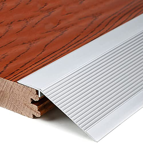 LAIDEPA Bodenleiste mit tiefem Winkel, Schwellen-Übergangsleisten, Fliesen/Laminat/Holz, Aluminium zu Vinyl oder Teppich – Türverkleidung/Kante aus Metall mit Schwelle,Silber,Length 120cm