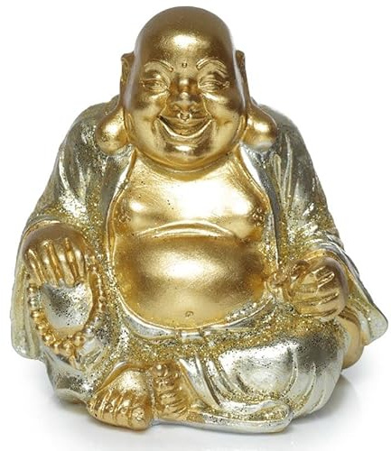 Valmoni Sport Figura di Buddha Cinese Che Ride della Fortuna con Purpurina Fortuna Grasso Decorazione (Argento)