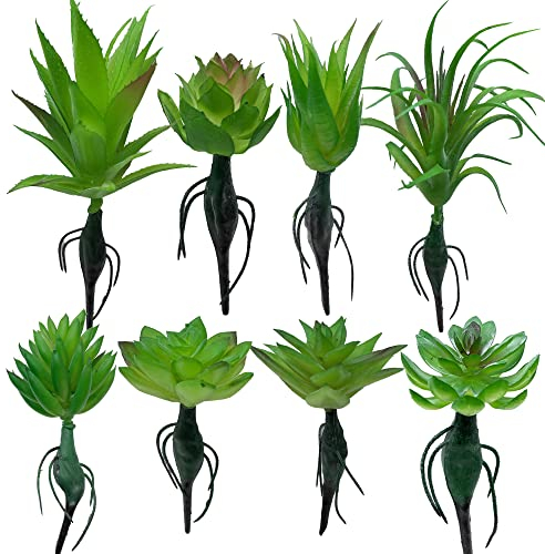 Woohome 8 Pz Artificiales Plantas Suculentas, Suculentas Falsas Surtidas de Planta Artificial Decorativa para El Hogar Decoración Interior de Hadas del Jardín