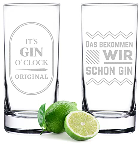 polar-effekt Gin Tonic Gläser 485 ml 2er-Set mit Spruch - graviertes Trinkglas - robust und BPA-Frei - Glas für Cocktails, Longdrinks und Wasser - ideal als Geschenk