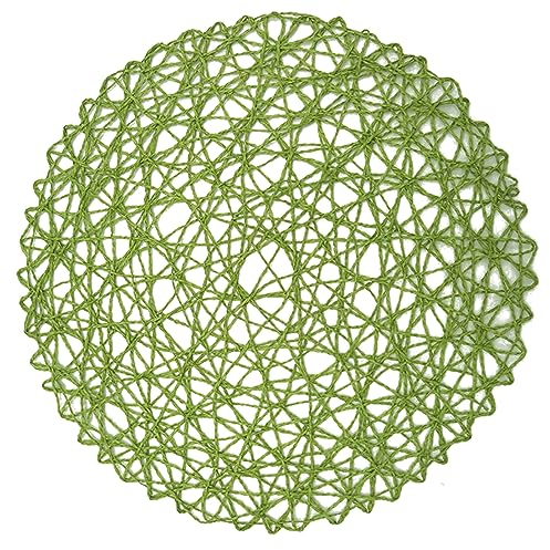 Tovagliette All'americana Di Grandi Dimensioni Da 38 Cm|Stovaglietta Rotonda Intrecciata Creativa|Tappetino In Stile Bohémien Per Tavolo Da Cucina Decorazioni Per Cene Natalizie,Verde,8 PZ