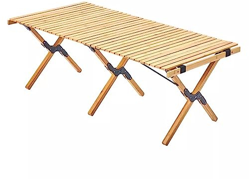 Faltbarer Bambus-Picknicktisch – tragbar und leicht, ideal für Grillen, Wandern und Partys – aufrollbarer Campingtisch mit Aufbewahrungstasche