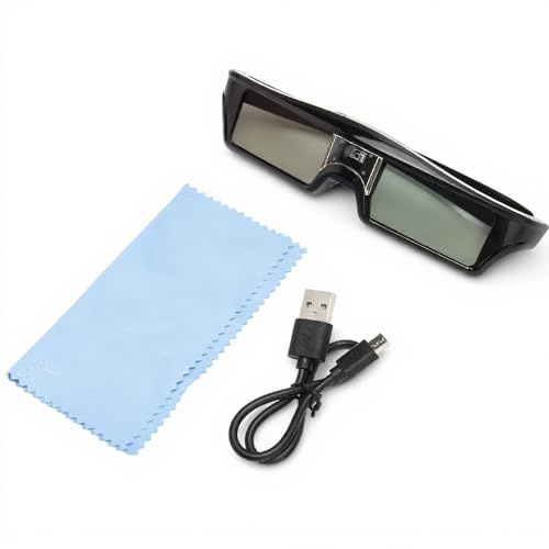 DLP Link 3D Brille, Wiederaufladbare 3D Active Shutter Brille für Alle DLP Link 3D Projektoren, Kompatibel mit 96 Bis 144 Hz, Eingebauter Wiederaufladbarer Akku (KX30)