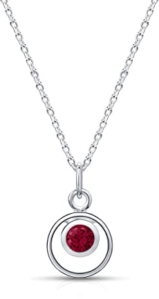 Amberta Lumini Collier avec Pendentif Pierre de Naissance Simulée en Argent Sterling 925 pour Femme: Pierre de Naissance de Janvier Imitation Grenat Rouge Zircon Cubique