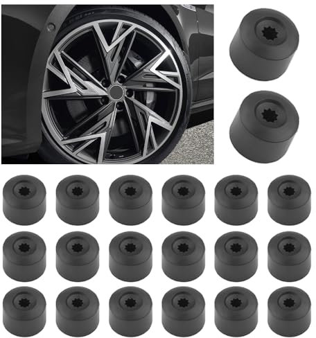 carleef 20 Stück Auto-Radmutterabdeckungen mit Radmutter-Abdeckung, 17 mm, flexible schwarze Radmutterabdeckungen für Auto-Dekorationen, Innensechskant-Radmutterkappen für Auto, LKW, SUV,