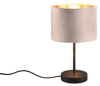 Tischleuchte mit Samt Lampenschirm Beige innen Gold, Höhe 33cm