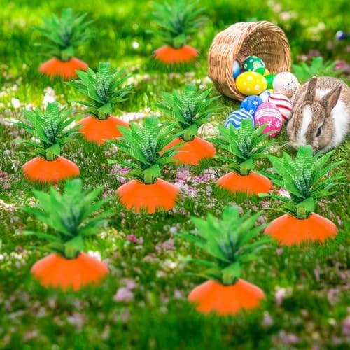 Gartenstecker Ostern, Ostern Karotte Gartenstecker Gartendeko Osterhasen Figuren Groß Osterdeko Für Draußen Frühling Kunststoff Dekorative Ostern Karotten Dekor Frühlingsdeko Für Ostern Drauß (8pcs)