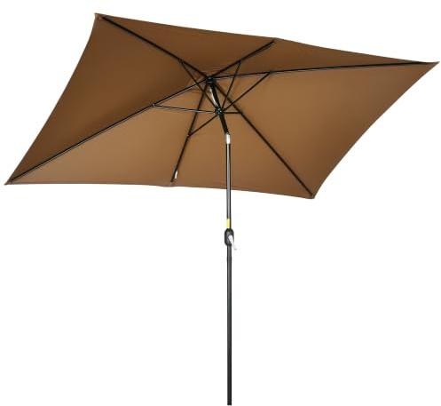 Outsunny Parasol de Jardin Parasol Droit Inclinable 3 x 2 m Marron