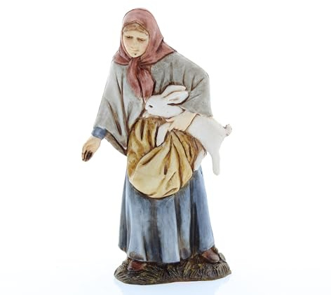 Moranduzzo Mujer con Conejo para Belén de 10 Cm Escala 1:20 - Figuras de Belén Indestructibles - Estilo 700', Pintura Acabada a Mano, Producto Oficial, Escultor M. Landi