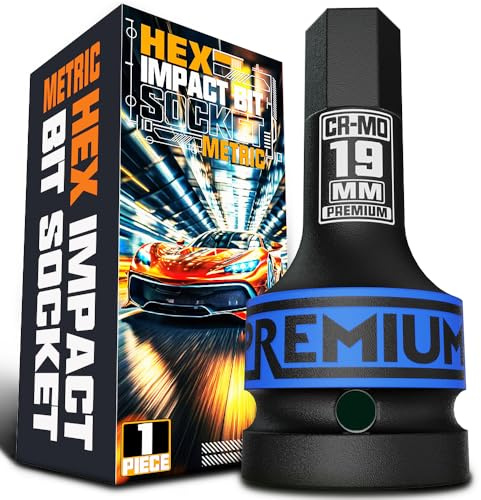 KIRXST Juego de Llaves de Impacto Hexagonales de 3/4, Herramienta de Destornillador Allen de Impacto de H19 (19 mm), para Instalar y Quitar Tuercas de Rueda o Eje