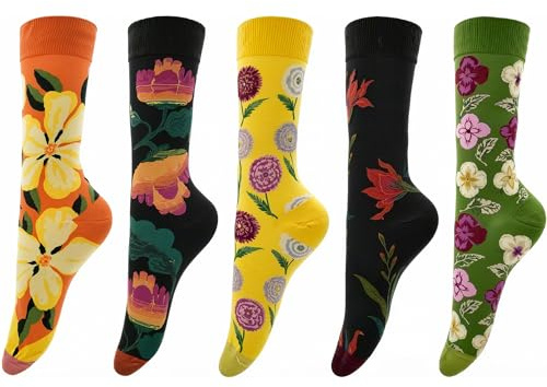 FZSECRIU 5 Paires de Chaussettes Amusantes et Colorées pour Femme 39-42, Bonne Humeur (FR/ES, Numérique, Taille Normale, Pas de Boîte D)