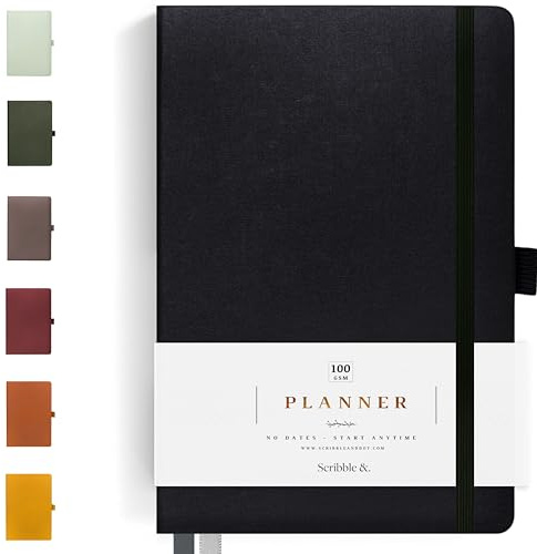 Scribble & Dot® Ein täglicher Planer, wöchentliches und monatliches Layout | Erreichen Sie Ihre Ziele mit diesem wöchentlichen Organisations-Tagebuch, A5-Größe, Hardcover-Agenda. Beginnen Sie