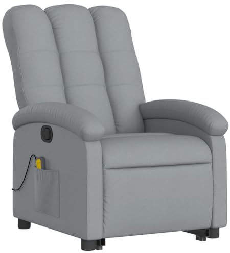 KOIECETA Massagesessel Verstellbar Sessel mit Aufstehhilfe Fernsehsessel Relaxsessel mit Liegefunktion Liegesessel Aufstehsessel Polstersessel Stoff (Hellgrau)