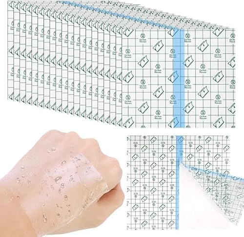 100 Pcs Waterproof Transparent Bandage, BetterJonny 7 * 7cm Stretch Adhesive Bandage Tape Clear Protective Bandages Dressing Tape for Swimming and Shower