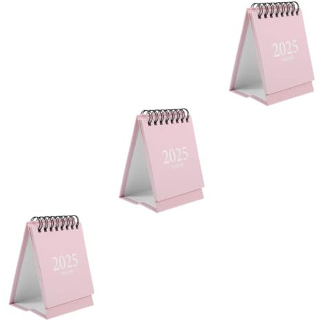 SHINEOFI 3St Tischkalender 2025 18 Monate Tischkalender für Tisch Desktop-Jahreskalender geburtstagskalender schülerkalender kleiner Schreib Papier Rosa