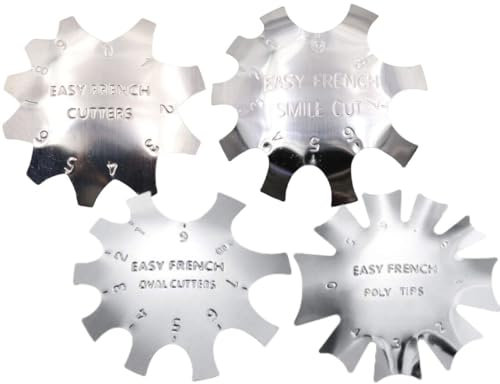 WeddHuis Juego de herramientas de manicura French Smile Line de 4 piezas, plantilla de uñas de acero inoxidable, recortador de bordes de uñas, cortador de bordes de metal