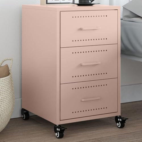 Sufrk Sängskåp rosa 36 x 39 x 59 cm stål - sängbord sängbord skåp sidobord nattduksbord förvaring organiserare hem stativ för hem sovrum