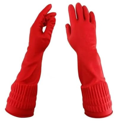 MKLHAVB Guantes De Limpieza Guantes Largos de látex, Guantes Flexibles y cómodos de Limpieza de Goma, Guantes Protectores for Lavar Platos, Accesorios de Limpieza de Cocina y baño(M)