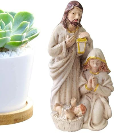 Presepe in resina - Figura Sacra Famiglia Presepe | Statua in resina della Sacra Famiglia, statuetta cattolica, scultura artigianale, presepe della Sacra Famiglia, presepe di Natale cattolico