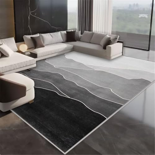 RUGMRZ Teppich Wohnzimmer Kleiner Teppich Graue Teppichlinien schmücken Schlafzimmer Flur Teppich Flickenteppich Waschbar 60X90CM