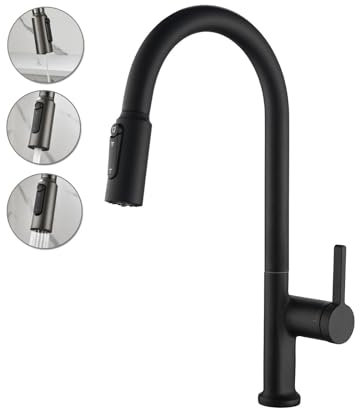 HKTHE Küchenarmatur, Küchenspülenarmatur mit ausziehbarer Brause, 59A Kupfer, Küchenarmatur mit 3 Wasserflussmodi, Küchenmischbatterie, unterstützt 360°-Drehung, Hochdruckarmatur