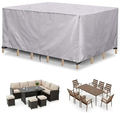 HNYDM 600D Oxford Gewebe Gartenmöbel Abdeckung Wasserdicht, 220x220x104cm Winterfest Schutzhülle Gartenmöbel, Plane für Gartentisch Möbelsets Terrassenmöbel, Rechteckig Tischabdeckung Schutzhülle