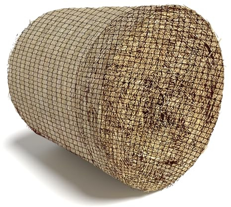 Heunetz Rundballen, Heunetz Heusack für Pferde zur Artgerechten Fütterung, Groß Engmaschig Futternetz mit Maschenweite 5 x 5 cm, Heutasche Pferdeheunetz Verlängerung der Fresszeiten (Schwarz)