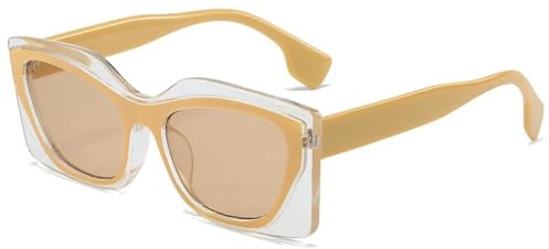 TOIPASTN Lunettes de soleil rétro pour femmes et hommes, verres UV400 (champagne)