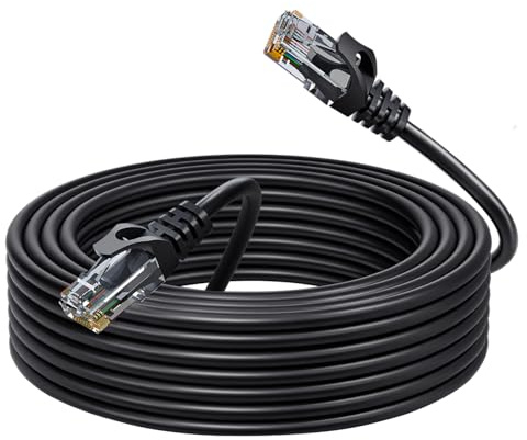 Cat6 Ethernet Cable 15M, 24AWG CAT 6 UTP Cable, LAN Cable with RJ45 Connector, High-Speed 10Gbps Internet Network Cable for Router/Printer/Laptop/Desktop/Modem/Switch/Smart-TV/TV Box and More-Black