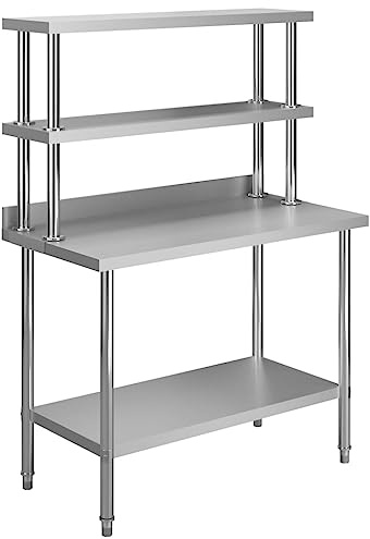 Woonisher Tavolo Lavoro Cucina con Mensola 120x60x150 cm in Acciaio Inox