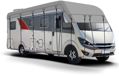 Wohnwagen-Wohnmobil-Dachschutzabdeckung, strapazierfähige 4-lagige wasserdichte Dachtop-Autoabdeckung, Allwetterschutz-Autoabdeckung für draußen, Sonne, Regen, Staub, UV-Schutz (3 x 6,5 m)