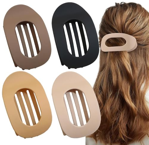 GNALIA Lot De 4 Pinces À Cheveux Françaises, Maintien Plat Sûr Avec Dents Intérieures, Tenue Solide Pour Pinces Latérales En Blanc Cassé, Jaune Brun, Brun Foncé, Noir