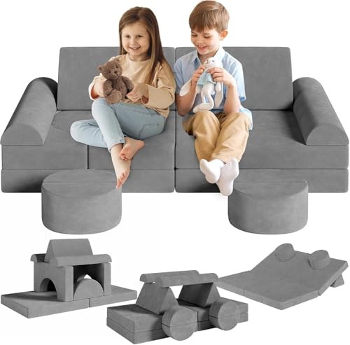 Spielsofa Kindersofa mit 15PCS Modul,Modulare Kinderspielcouch,Kindersofa aus Schaumstoff Bausteine,Spielsofa für Kinder & Kindersessel,Kuschelecke im Kinderzimmer,zum Spielen,Kreativsein,Schlafen