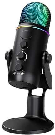 LLINthy Micrófonos de condensador USB profesionales con reducción avanzada de ruido y control de volúmenes, enchufes y reproducción para PC, juegos móviles, transmisión, podcasts, control de volúmenes