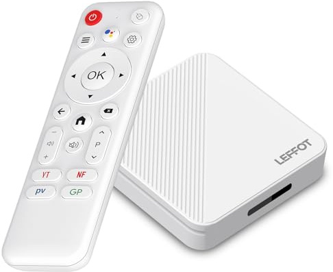 Android 14.0 TV Box 2025, 2GB de RAM + 16GB de ROM, LEFFOT 4K Ultra HD TVBox Android TV, 4K@60Hz Resolución, Soporte de Control de Voz, WiFi 6, BT 5.4, HDR10, 100M Ethernet, RK3518 Quad-Core A53 CPU