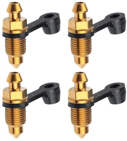 BLPRKOT 4 Stück Motorrad Entlüftungsschraube M10x1mm Nippel Entlüftungsschraube mit Staubkappe für Scheibenbremse Bremssattel Schrauben Motorräder Autos Bremspumpen(Gold)